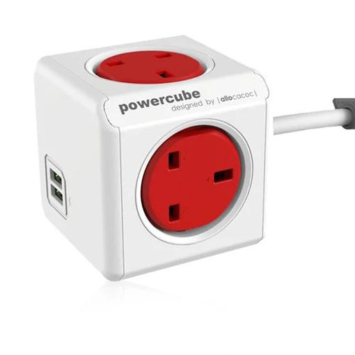 Picture of POWERCUBE EXTENSION 2 USB + 4WAY 1.5M - RED